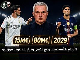 3 أرقام تكشف حقيقة وضع حكيمي ودياز بعد عودة مورينيو