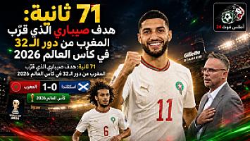 71 ثانية: هدف صيباري الذي قرّب المغرب من دور الـ32 في كأس العالم 2026
