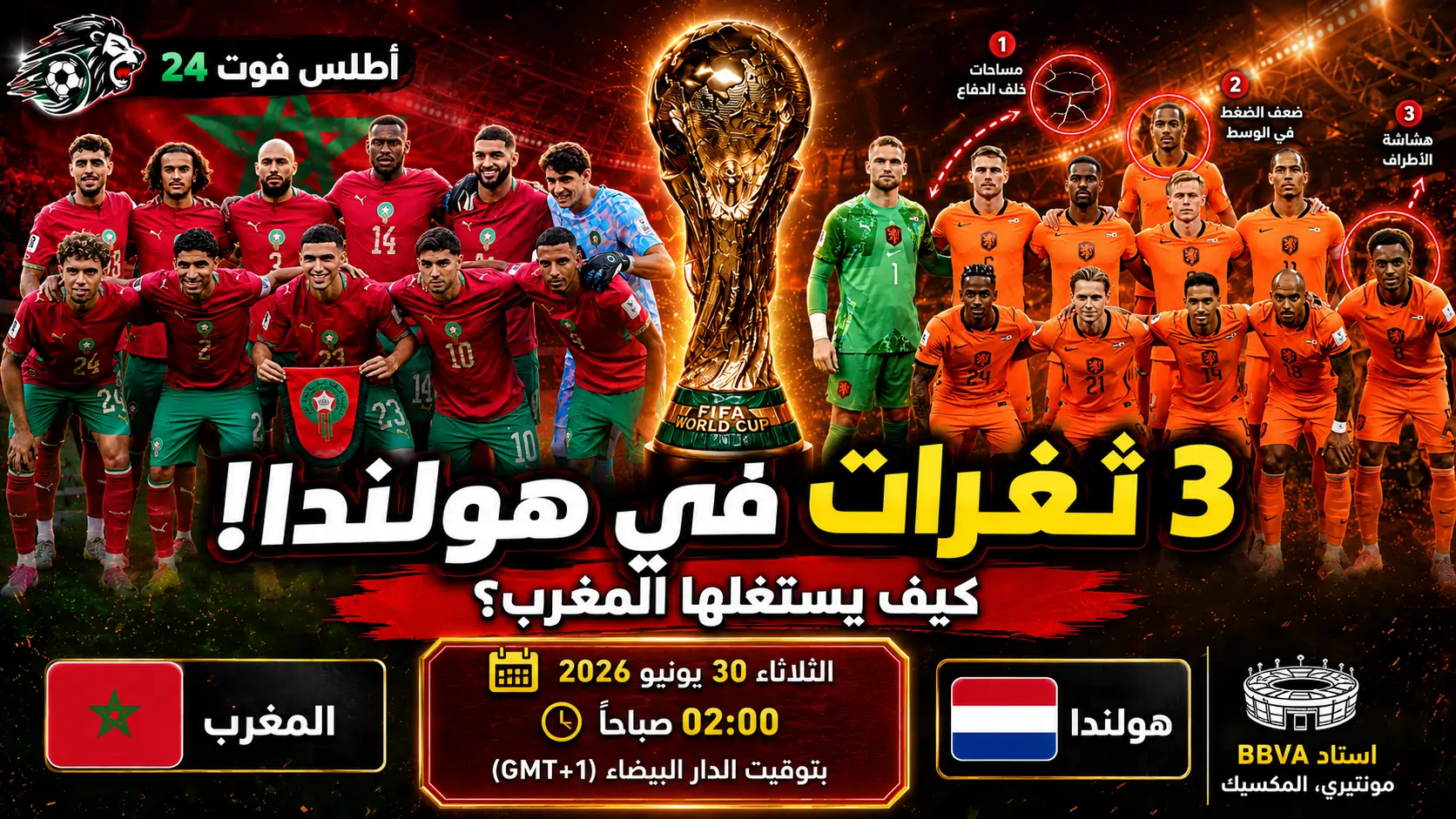 3 ثغرات في هولندا يمكن للمغرب استغلالها في دور الـ32 بكأس العالم 2026